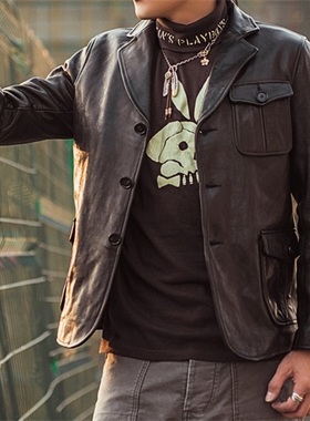 HDK(海觉）安卡拉全植鞣自然纹山羊皮 猎装夹克 皮西装