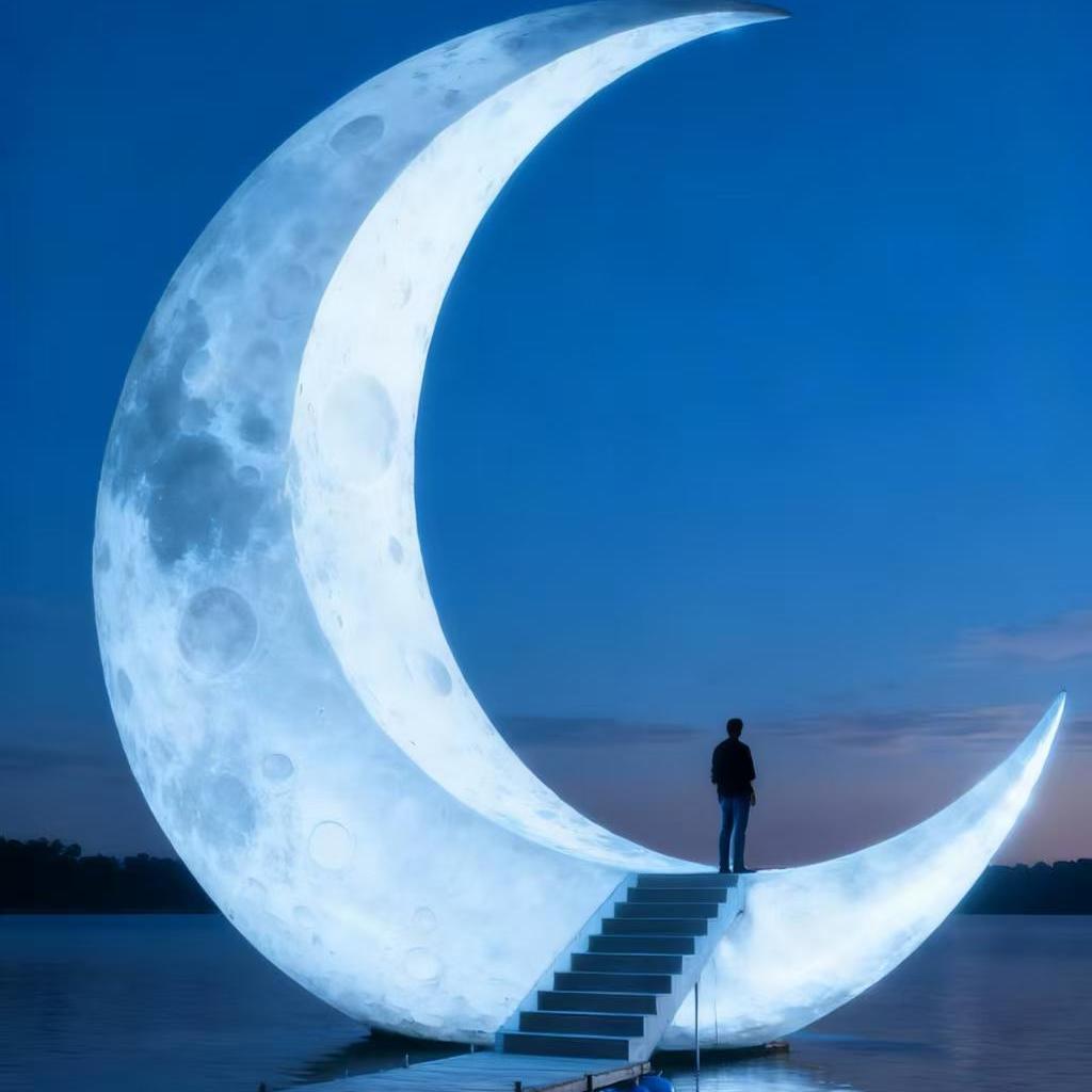 户外发光月亮模型景观摆件