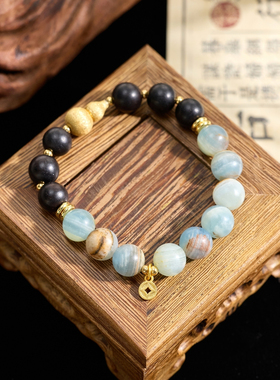 九华山直发方解石檀木葫芦手串