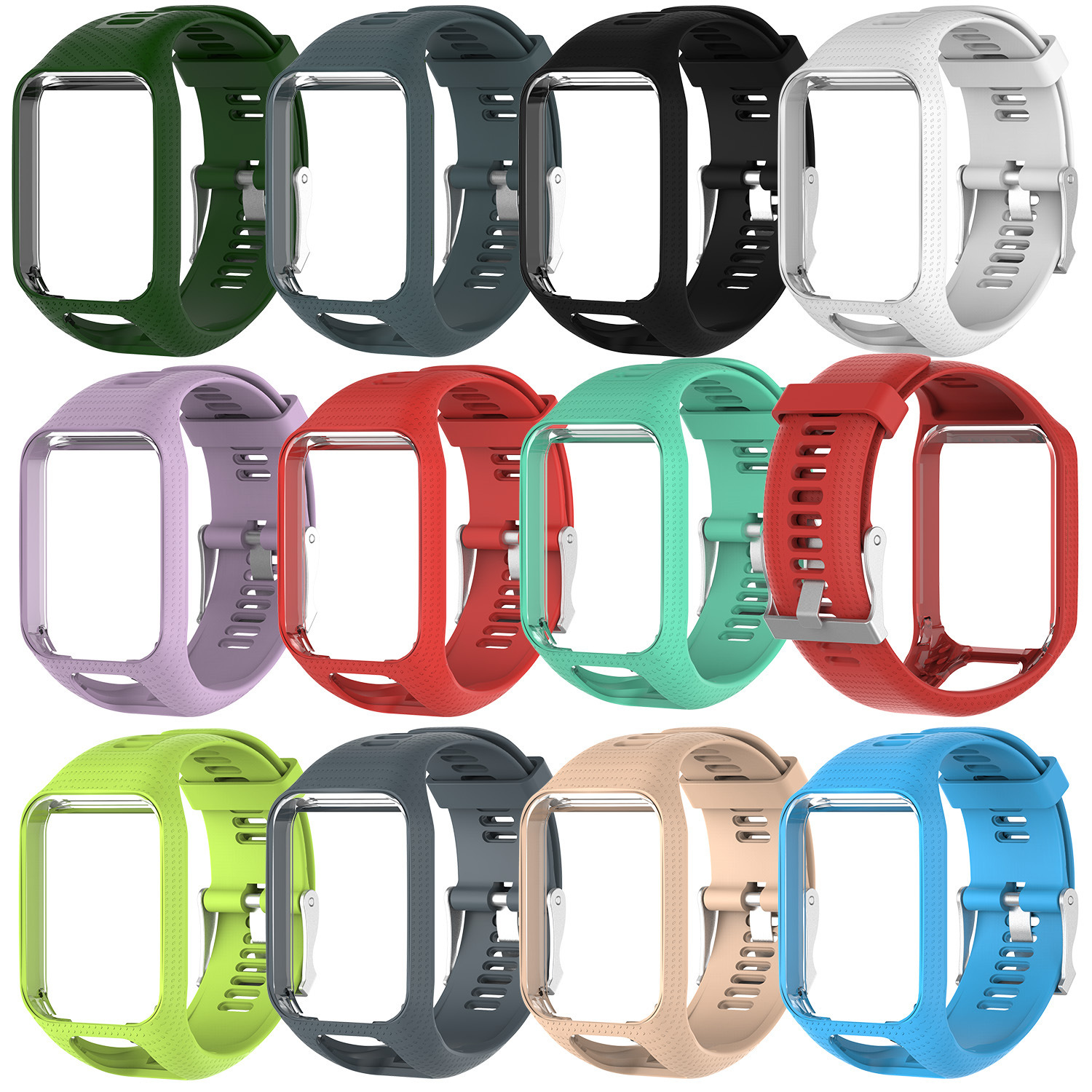 适用tomtom一体回环表带 tom tom Runner2/3/Golfer2透气硅胶表带