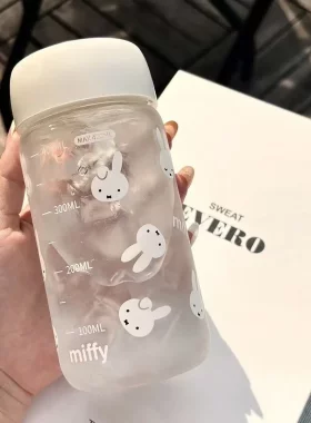 高颜值水杯ins便携塑料女生茶水分离夏季可爱熊杯子新款简约学生