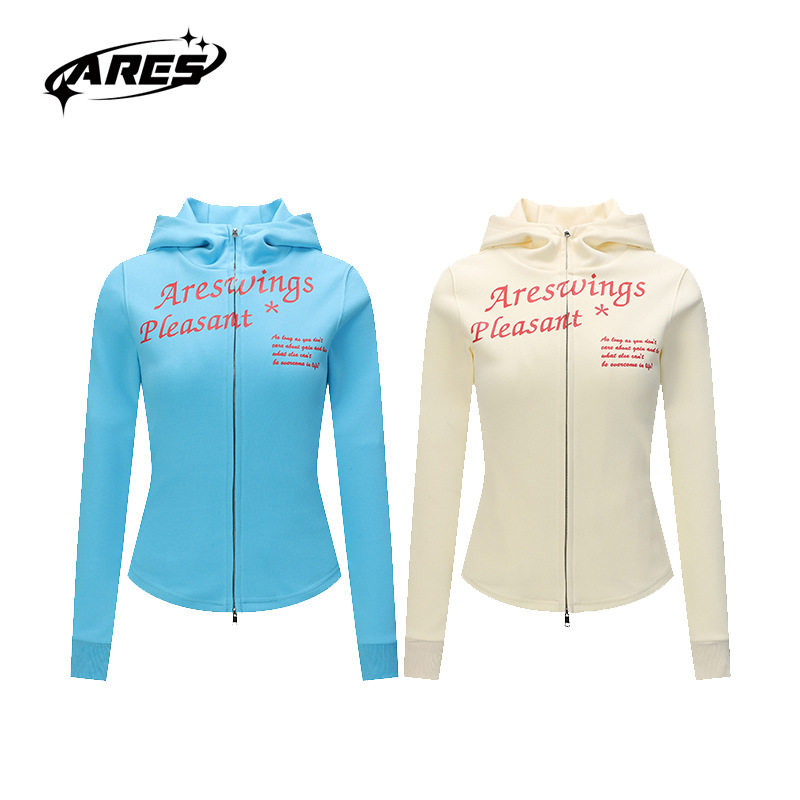 秋冬新款休闲韩系辣妹短款双拉链外套女印花字母设计感修身卫衣