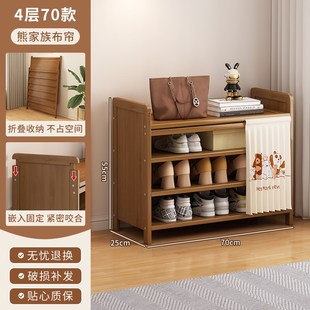 鞋架多层家用门口免安装鞋柜一体式折叠出租屋用入户极窄楠竹好看