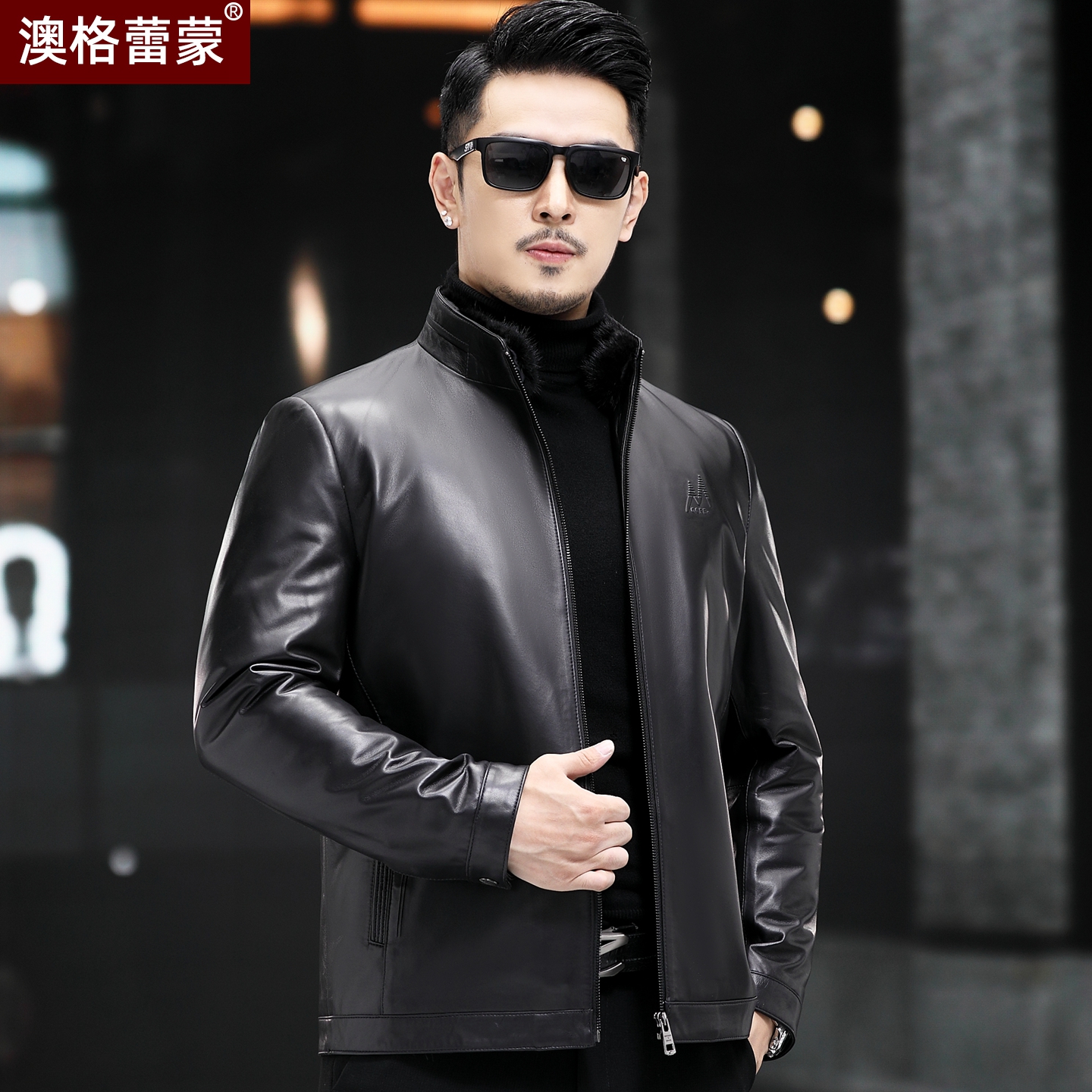 海宁真皮皮衣男头层绵羊皮夹克短款水貂立领羽绒服加厚内胆外套冬