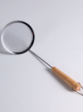 日本进口ECHO小型不锈钢去沫勺漏勺木柄85目细密过滤网筛撇沫捞勺