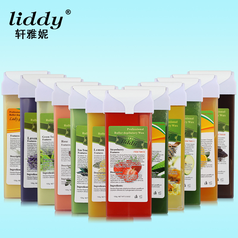 丽园街Liddy100G脱毛蜡蜜蜡12种味道合热蜡机脱毛纸用超越脱毛膏