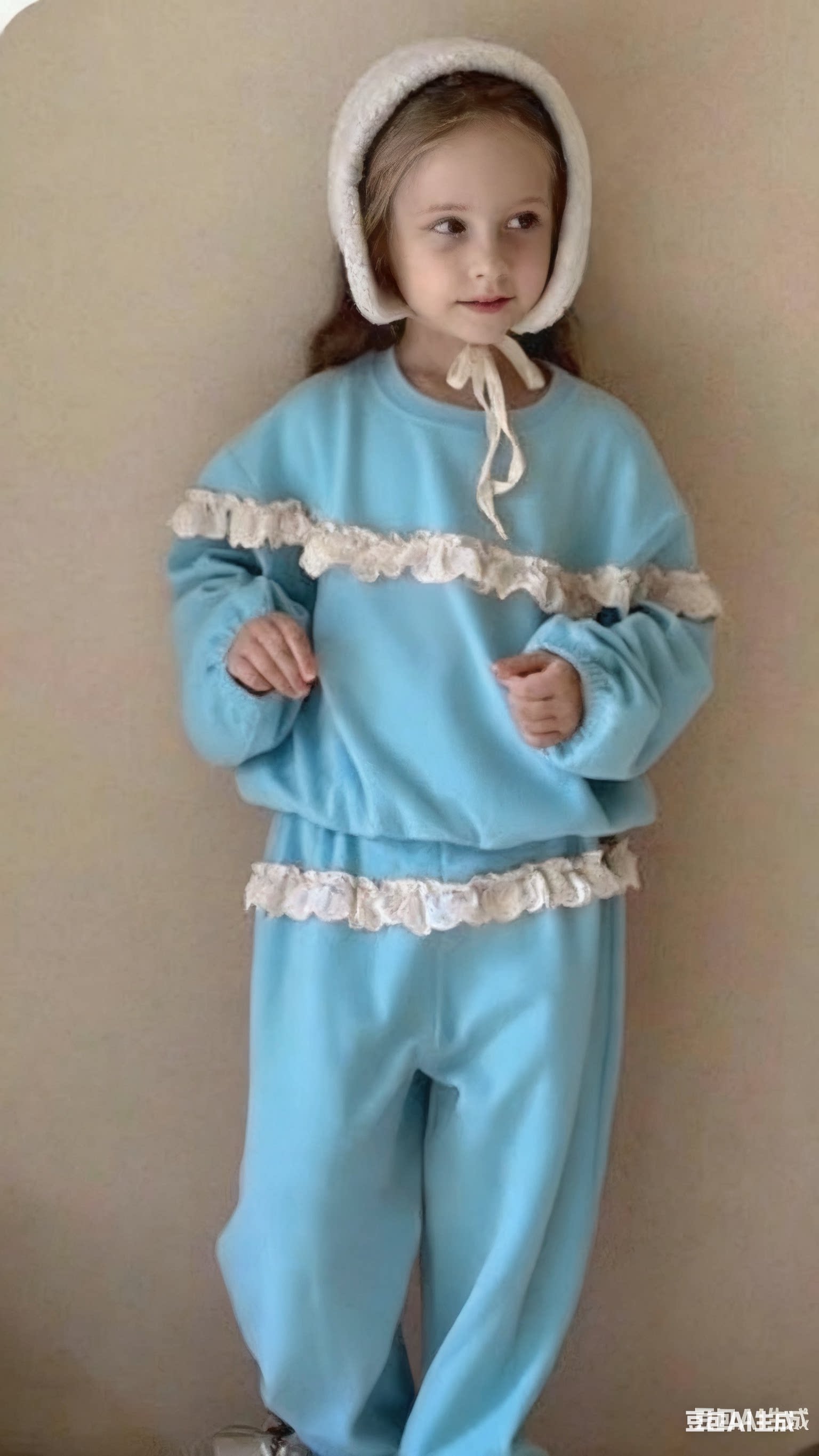 辣妈小铺女宝套装春秋韩版扎染甜美时髦洋气花边刺绣卫衣两件套