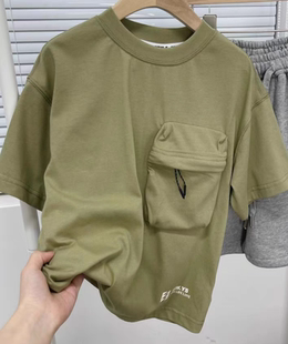 新元素夏装清货韩版中大童简约有型潮流圆领纯棉短袖T恤