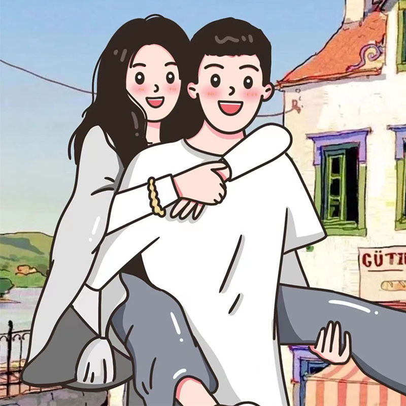 手绘情侣头像定制q版卡通动漫设计真人照片转漫画微信形象制作