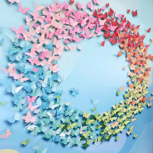 贝才活动背景墙蝴蝶墙贴教室布置