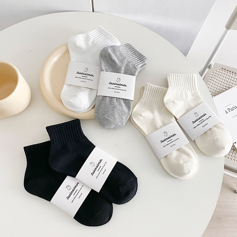 袜子男女纯色短筒袜ins潮百搭