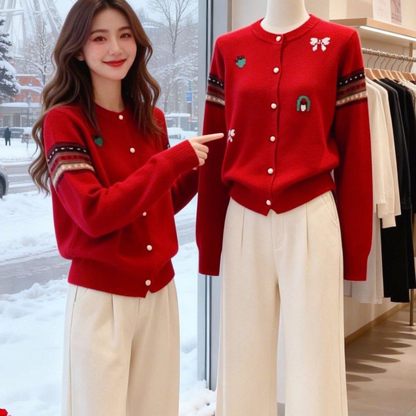 本命年马年红色毛衣女2026春季大码胖mm好看减龄刺绣针织开衫上衣,女装/女士精品,毛衣,淘宝优惠券,粉丝福利购,淘宝优惠卷