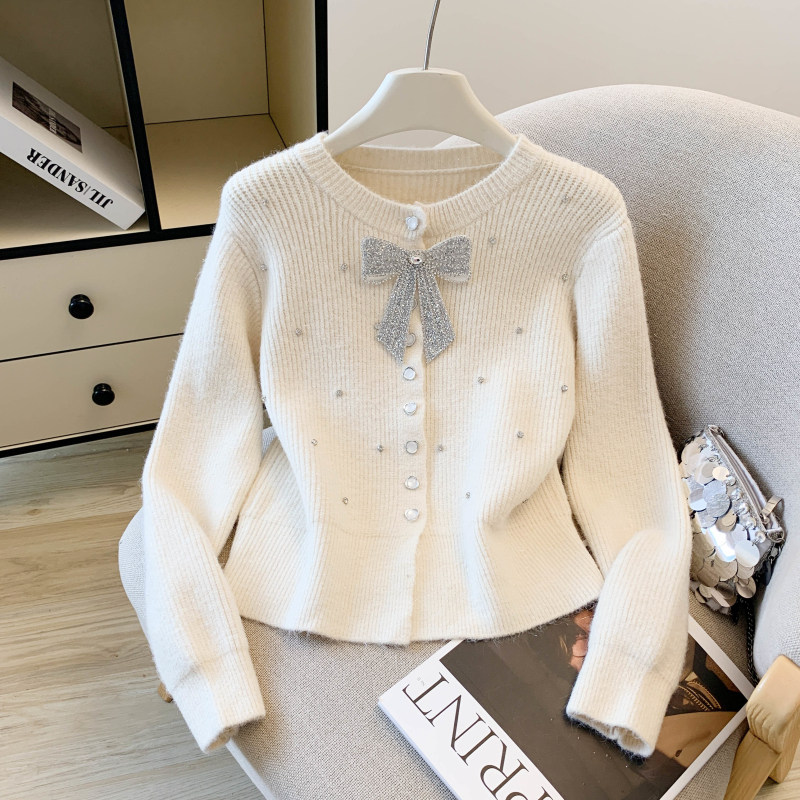 鱼兔子的兔子 春秋新款针织衫女亮钻小香风毛衣开衫气质女士上衣,女装/女士精品,毛衣,淘宝优惠券,粉丝福利购,淘宝优惠卷