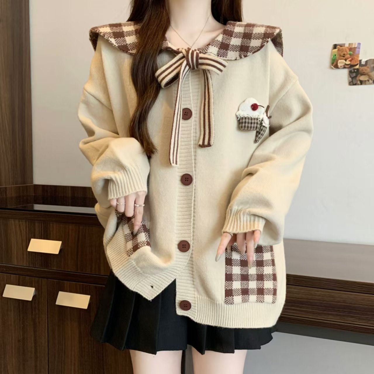 实拍 院风长袖毛衣外套2025秋季大码女装胖mm洋气减龄别致上衣,女装/女士精品,大码内搭,淘宝优惠券,粉丝福利购,淘宝优惠卷