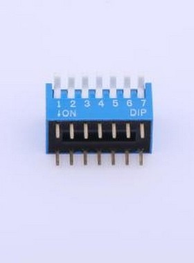 TE-07R 拨码开关 拨码开关蓝色07P-180度 间距2.54mm 立式直插侧