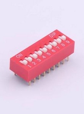 TA-09 拨码开关 拨码开关红色09P-180度9PIN间距2.54mm立式直插正