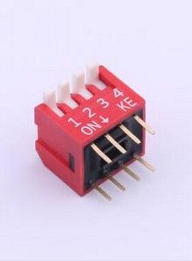 DSDP04LHGETR 拨码开关 2.54mm 宽体红色4位琴键式拨码开关 -