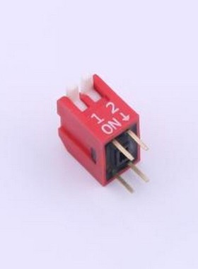DP-02-R-T 拨码开关 红色侧拨长柄 2位 KE拨码开关 插件