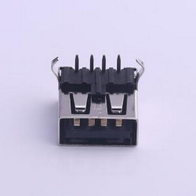 FUS250-FDBK6K USB连接器 USB A型 4触点 90°插件 母座 黑色 插