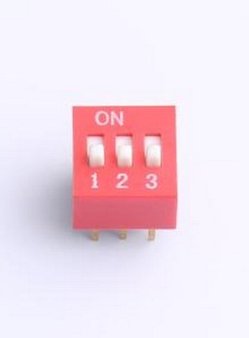 DR-03HT 拨码开关 2.54mm间距 3位 琴键式 直插平拨凸柄 红色 拨