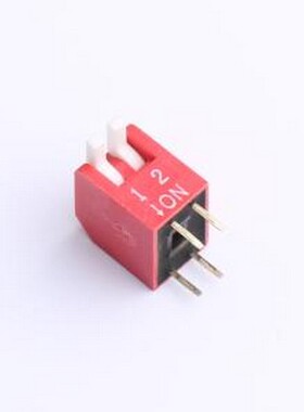 DL-02HT 拨码开关 2.54mm间距 2位 琴键式 直插侧拨长柄 红色 拨