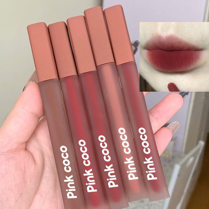 Pinkcoco唇霜哑光不沾杯口红柔雾棉花糖唇釉保湿滋润平价小众