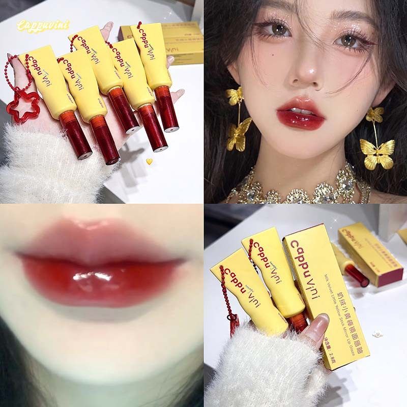cappuvini奶绒小黄棒镜面唇釉 镜面水光平价显白学生唇彩唇釉口红