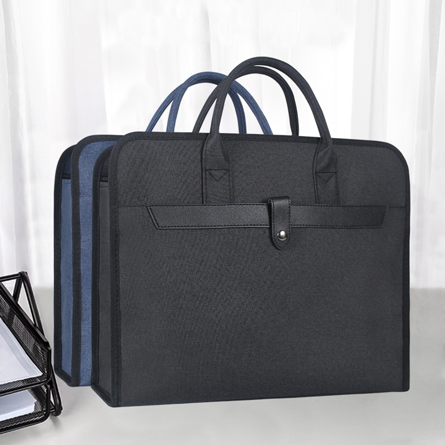 帆布手提商务大容量拉链公文袋