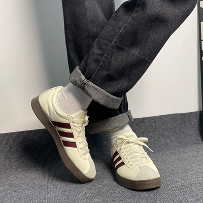 adidas VL COURT 2.0 百搭舒适 低帮 板鞋 男女同款 米红JH5062