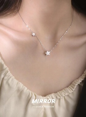 s925纯银钻双星吊坠2026款项链女