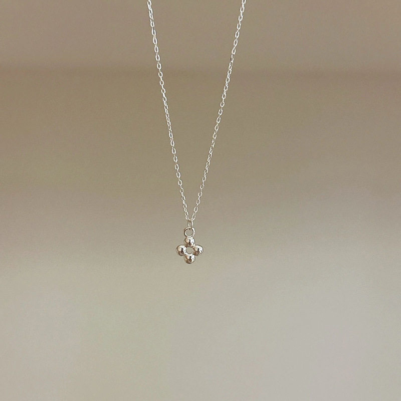 s925银四叶小花项链饰品女简约众