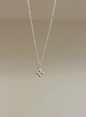 s925银四叶小花项链饰品女简约众