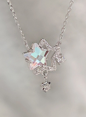 星星项链女夏季轻奢幻彩五角星链