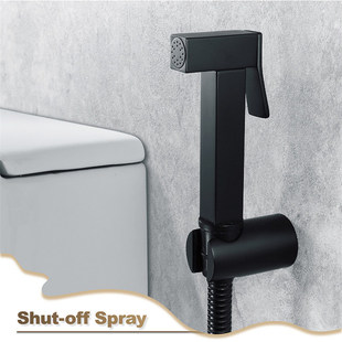 不锈钢妇洗器马桶喷枪伴侣喷头洗屁股清冲洗器花洒方形黑色