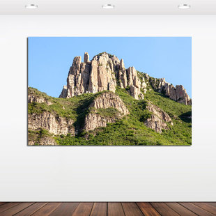北岳恒山风景画办公室靠山挂画山峰自然景观装饰画无水无太阳贴画