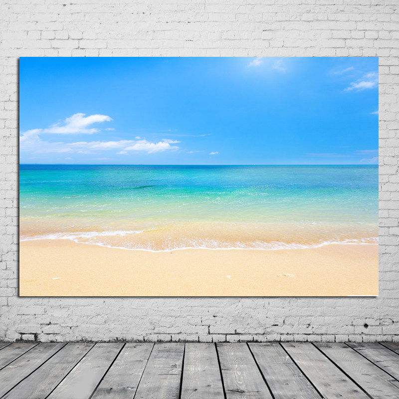 海边风景装饰画定制地中海贴画沙滩阳光海水图简约现代墙壁大挂画