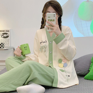十月结晶月子服夏季薄款产后纯棉产妇哺乳孕妇睡衣女春秋套装孕期