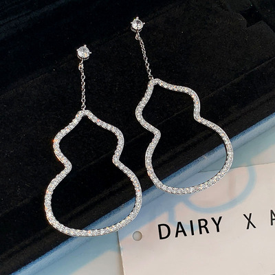 镂空葫芦耳环女个性气质锆石长款流苏耳饰高级感轻奢夸张大气耳坠