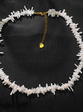 项链天然森系ins白色日杂石头