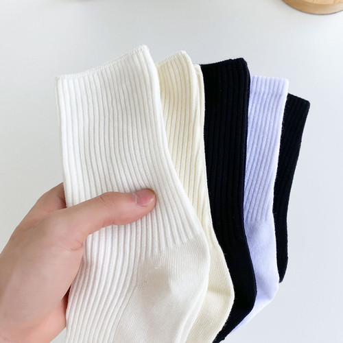 男女士春秋季简约风堆堆中筒袜