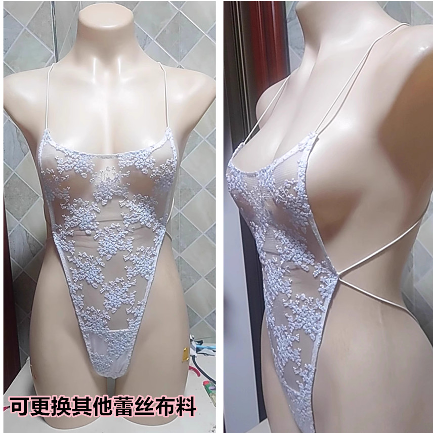 网纱刺绣蕾丝贴身透视泳衣