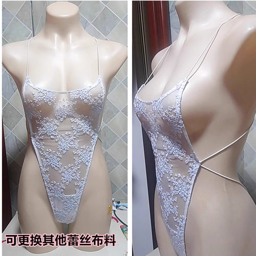网纱刺绣蕾丝贴身透视泳衣
