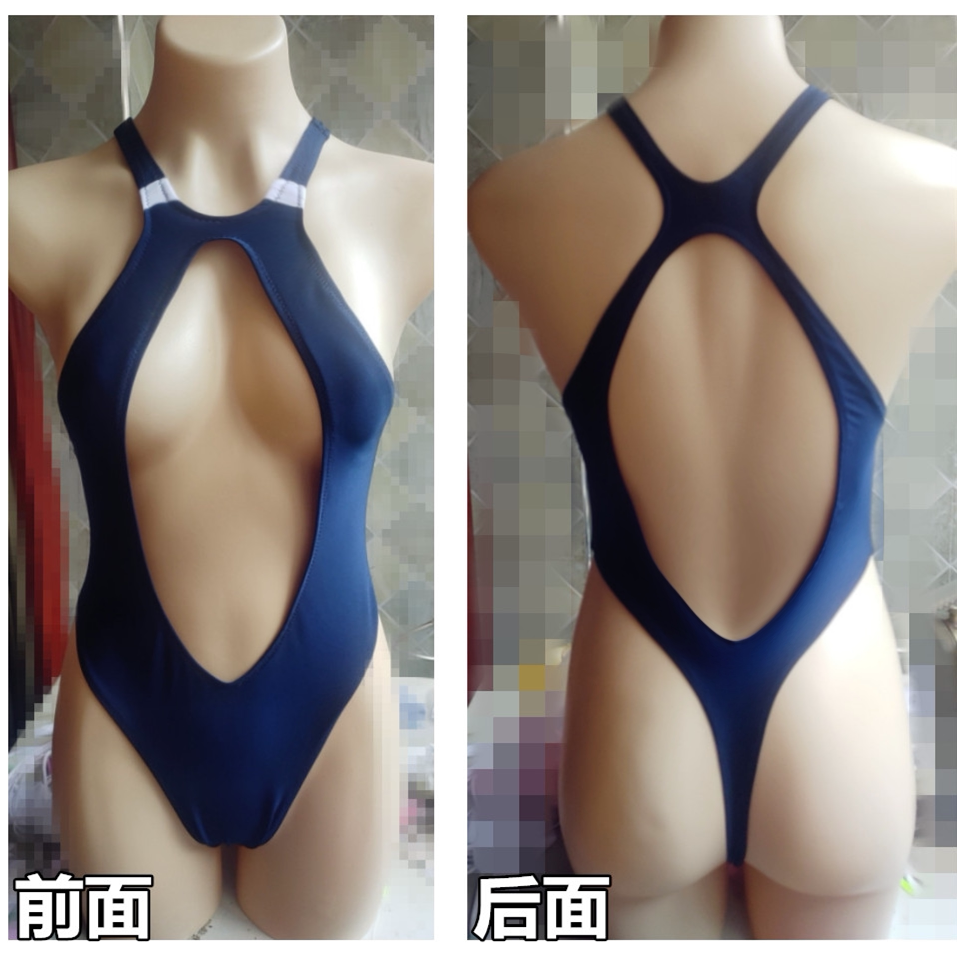 高叉露背美背竞泳泳衣少女