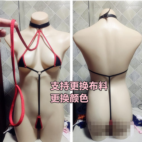 牵引一体丁字T胸衣水着弹力泳衣