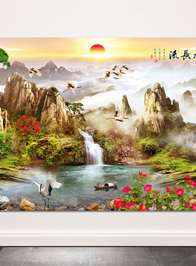 山水画客厅支持挂画欧零中式