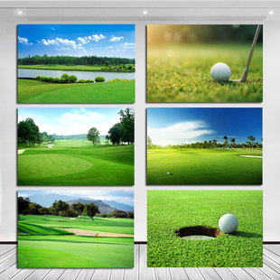 自然风景画高尔夫球场室外场景绿色护眼海报客厅房间卧室贴画墙画