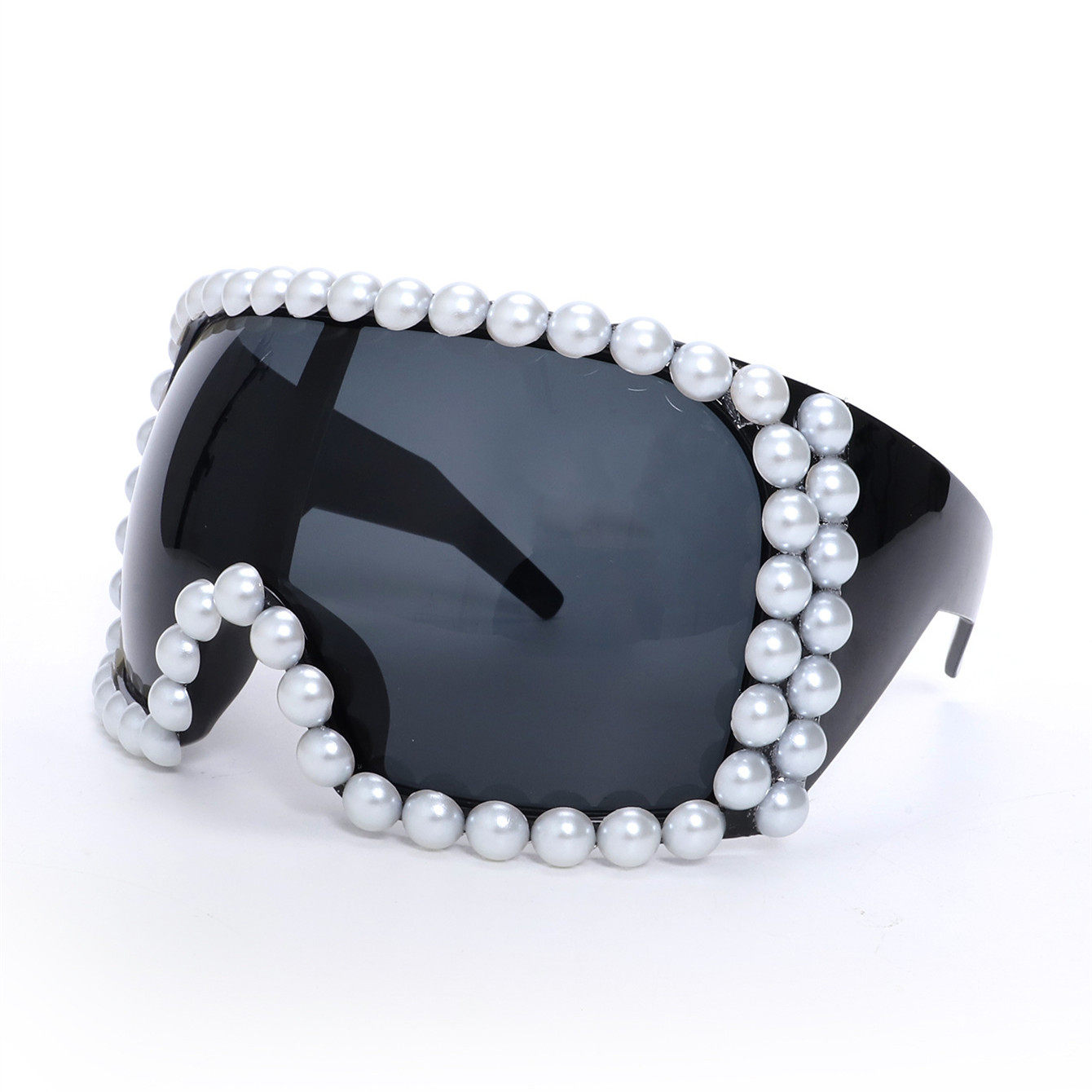 欧美跨境太阳镜蒸汽朋克墨镜镶钻珍珠眼镜大框护目镜sunglasses