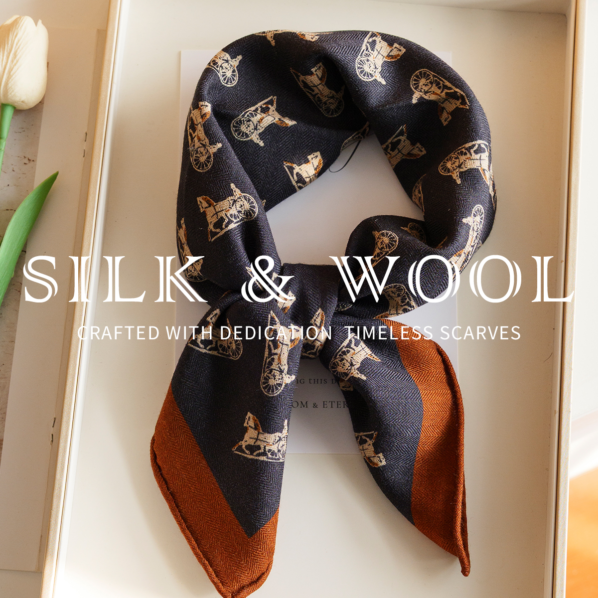 法式复古~双面异色丝毛马车方巾