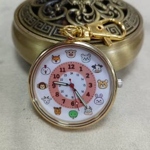 老人清晰大数字夜光怀表钥匙扣挂表学生考试用石英项链表早教儿童