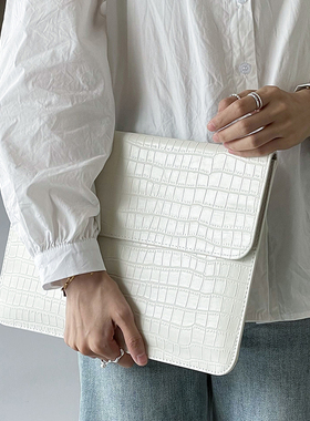 电脑内胆包14寸皮革鳄鱼纹适用苹果笔记本MacBookAir/Pro13英寸保护套2024新款M3简约联想小新华为电脑包16女